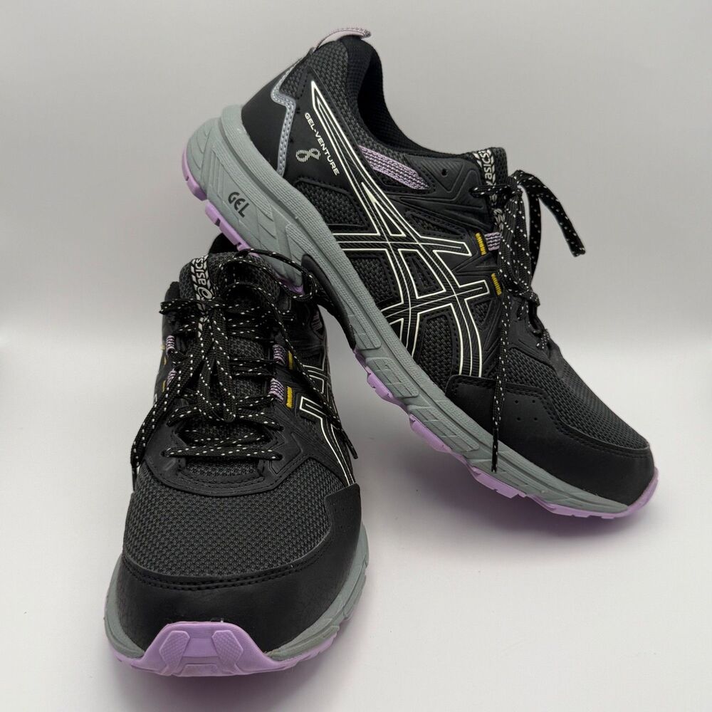 ASICS Gel Venture 8 Womens SZ 11 Running Walking Trail Shoes Black Lavender EUC